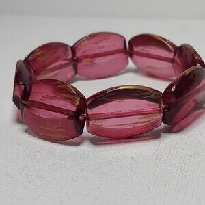 Bracelet stretch Pinkish red About 7 in 1" beads